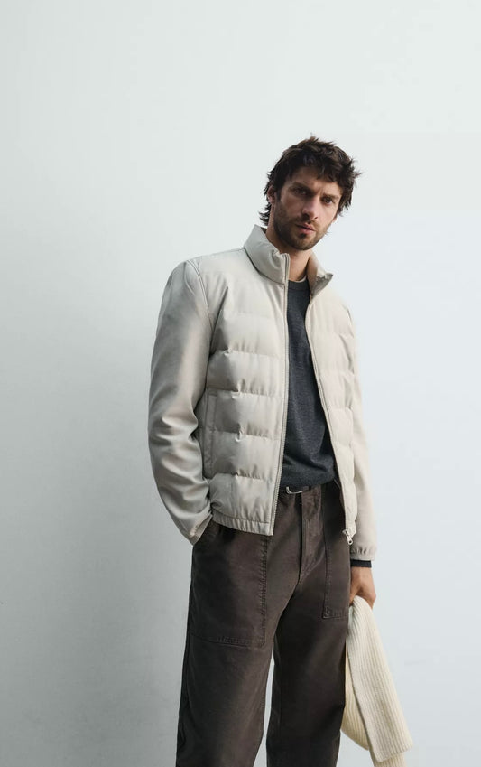 WHITE HYBRID PUFFER JACKET REGULAR FIT