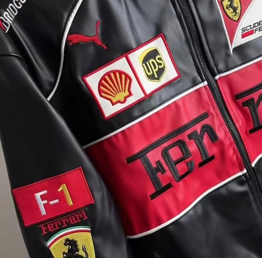 LEATHER F1 FERRARI JACKET REGULAR FIT