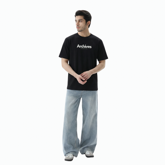Archive Black cotton Tee Regular fit
