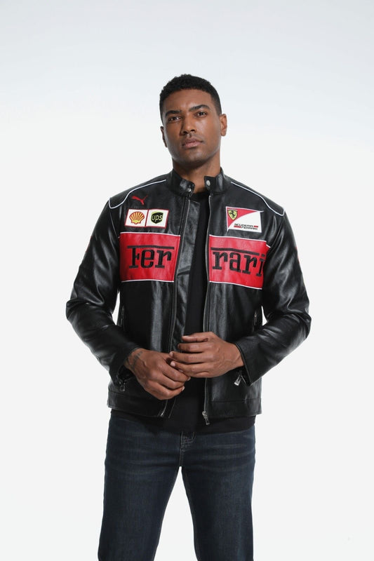 LEATHER F1 FERRARI JACKET REGULAR FIT