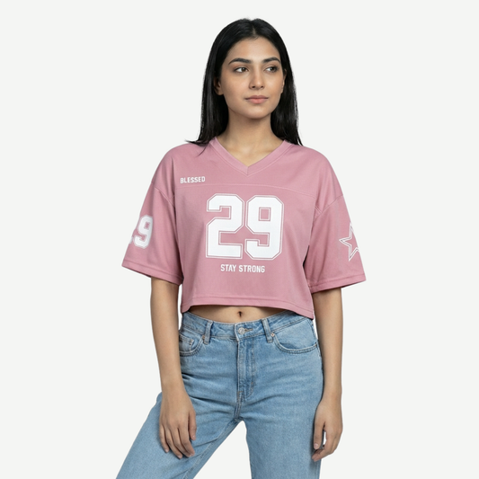 Blessed pink mesh croptop